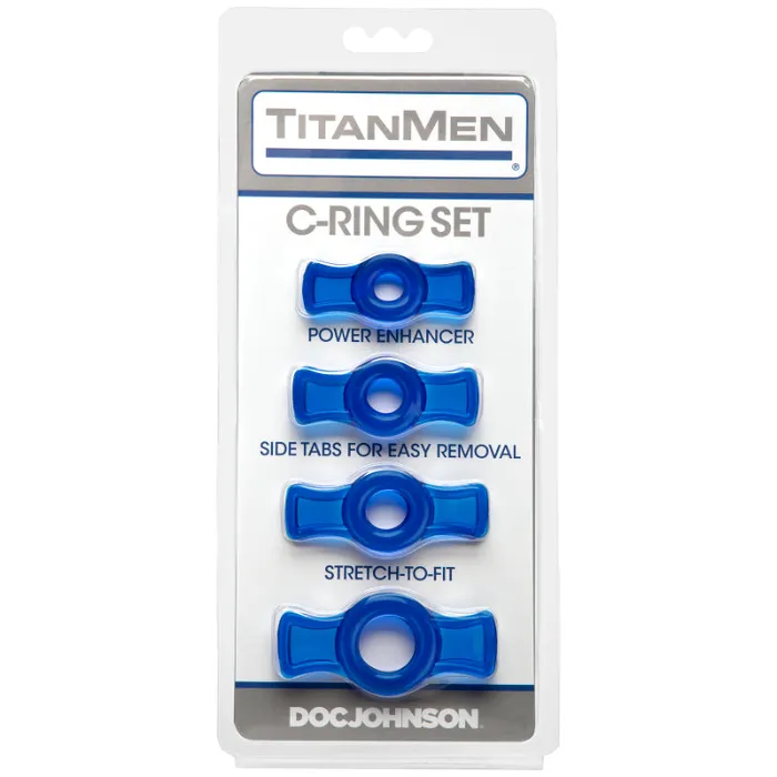 TitanMen Cock Ring Set Blue Male Sex Toys