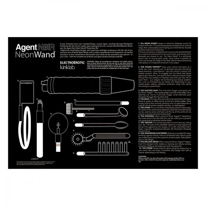 KinkLab Vibrators KinkLab Agent Noir Electro Erotic Neon Wand Kit