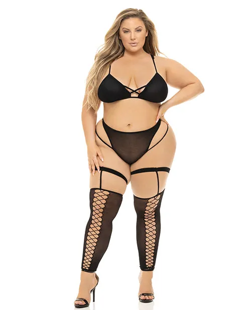 Pink Lipstick Want You Now Bra Panty Stockings Black Rene Rofe Vibrators