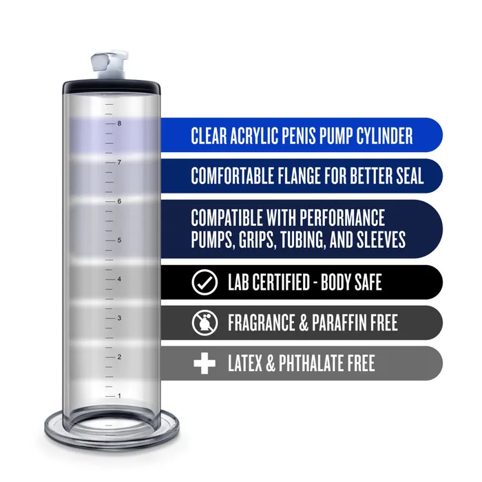 Anal Blush Performance By Blush 9 Inch x 2 Inch Penis Pump Cylinder Clear