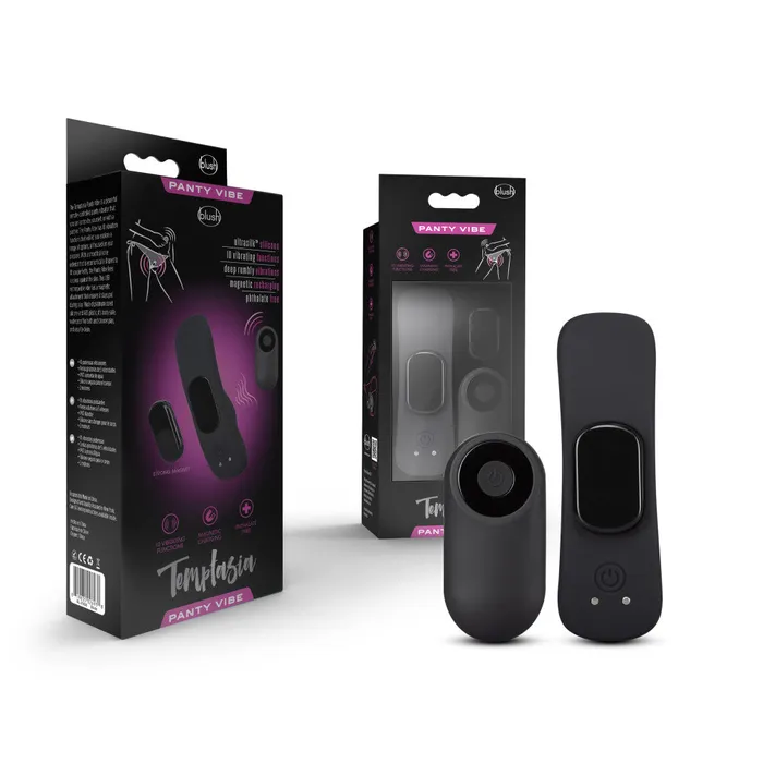 Blush Temptasia By Blush Remote Control Panty Vibe Black 375Inch Vibrator Anal