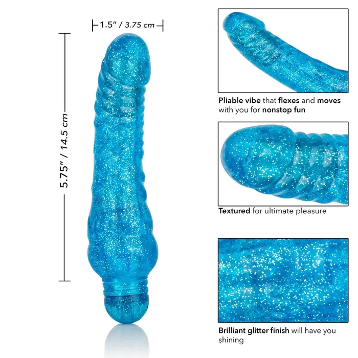 Vibrators Cal Exotic Novelties Sparkle Glitter Jack Blue Vibrating Dildo Waterproof PhthalateFree Pleasure California Exotic Novelties