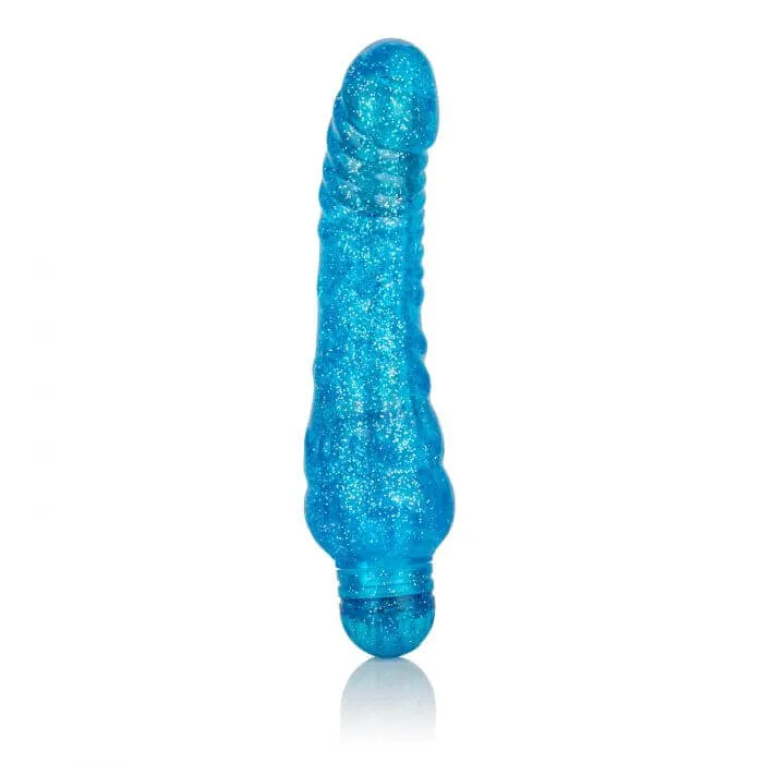 Vibrators Cal Exotic Novelties Sparkle Glitter Jack Blue Vibrating Dildo Waterproof PhthalateFree Pleasure California Exotic Novelties