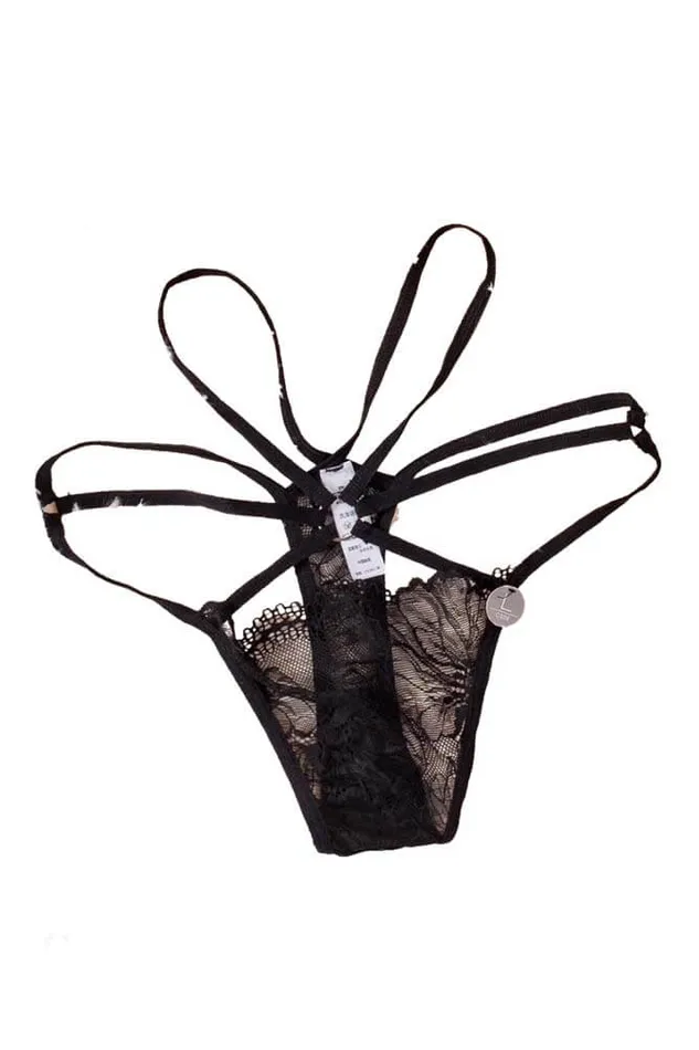 Anal honeysx Honeysx Black Strappy Lace Hollow Out Thong
