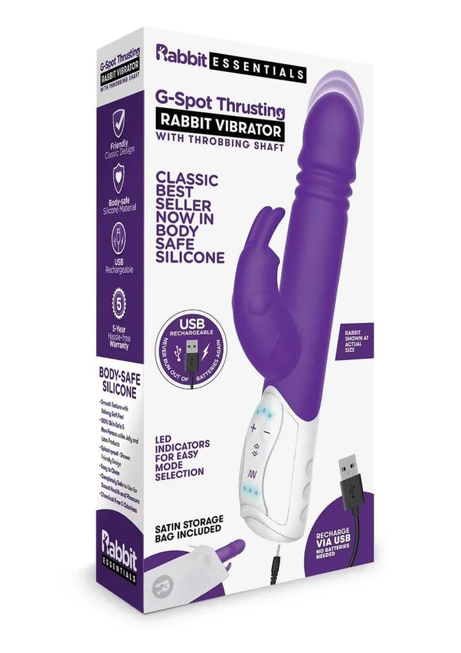 Female Sex Toys Rabbit Essentials Rabbit Essentials Silicone Rechargeable GSpot Thrusting Rabbit Vibrator