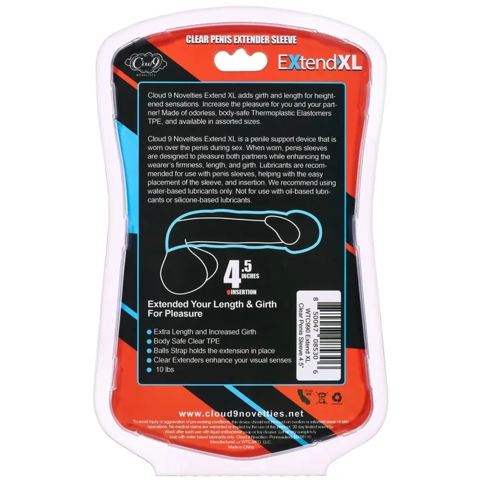 Cloud 9 Novelties Male Sex Toys Extend XL Penis Sleeve 45 Clear Cloud 9 Novelties Male Sex Toys Extend XL Penis Sleeve 45 Clear