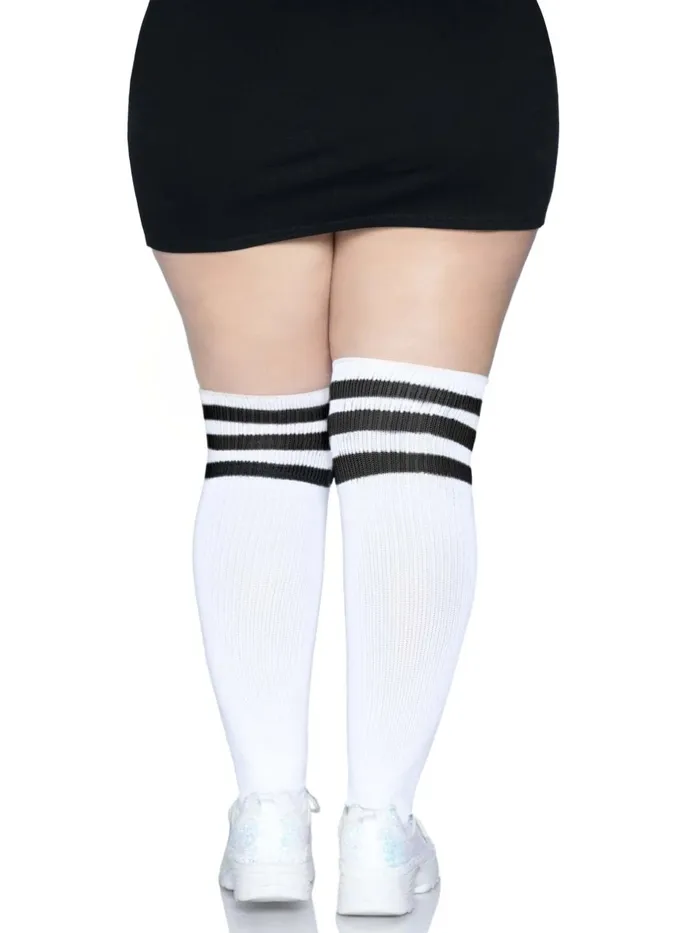 Leg Avenue Anal Over the Knee Athletic Socks 1x2x Whiteblack