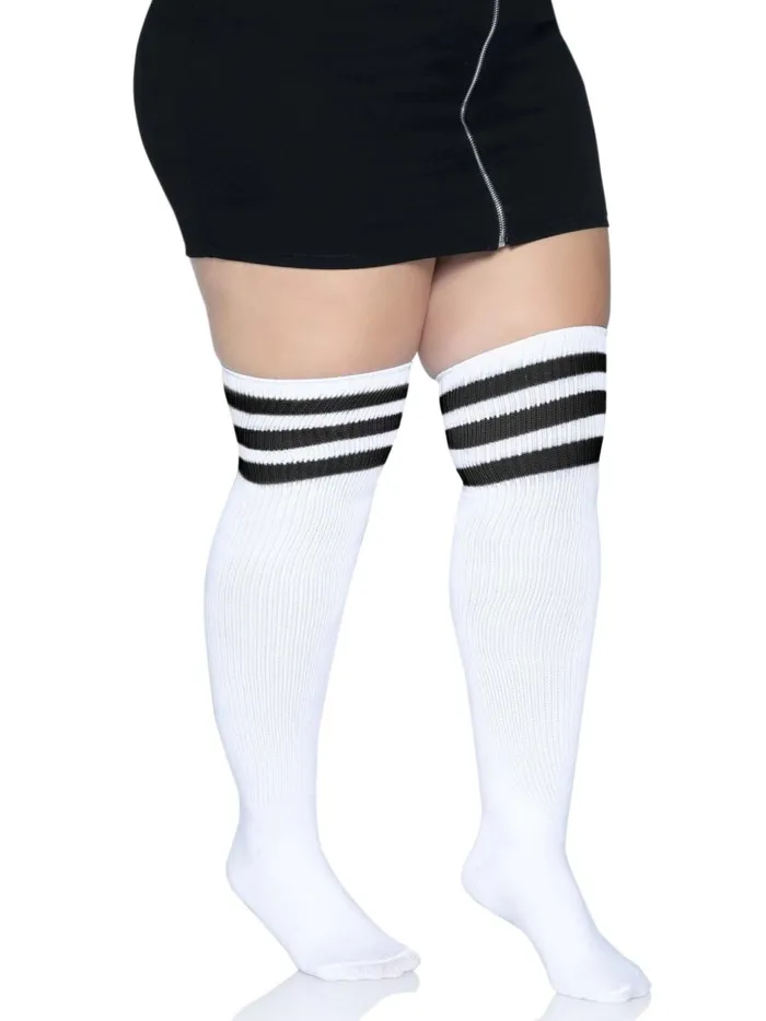 Leg Avenue Anal Over the Knee Athletic Socks 1x2x Whiteblack