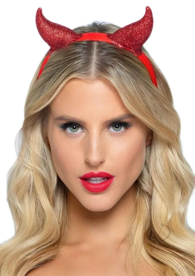 Leg Avenue Vibrators Latex Glitter Devil Headband Os Red