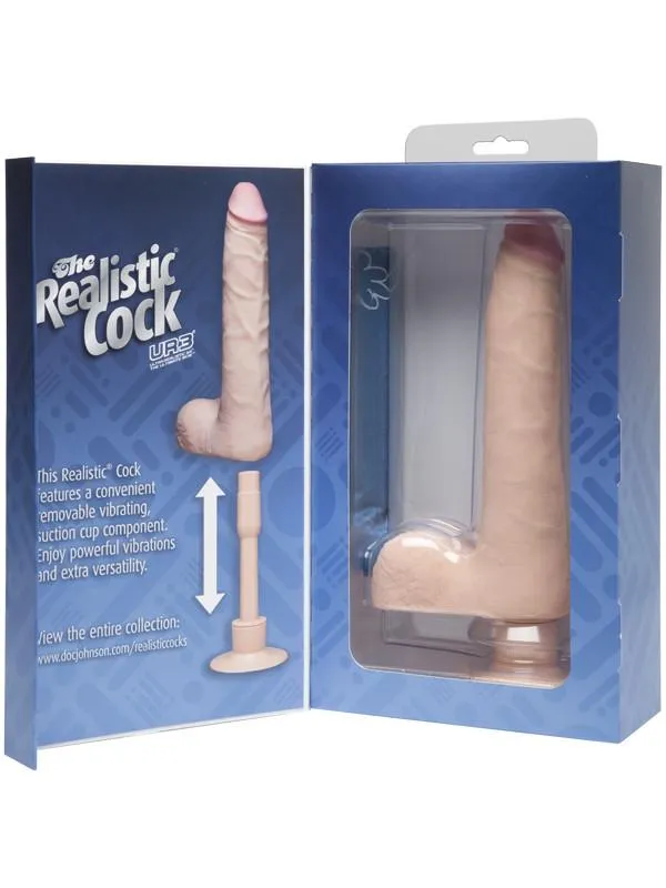 Doc Johnson Female Sex Toys Realistic Cock UR3 Vibrating SLIM With Balls 7in9in