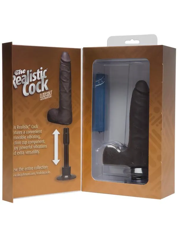 Doc Johnson Female Sex Toys Realistic Cock UR3 Vibrating SLIM With Balls 7in9in