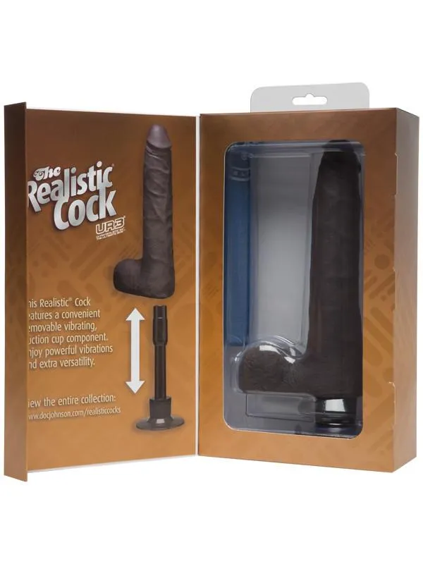 Doc Johnson Female Sex Toys Realistic Cock UR3 Vibrating SLIM With Balls 7in9in