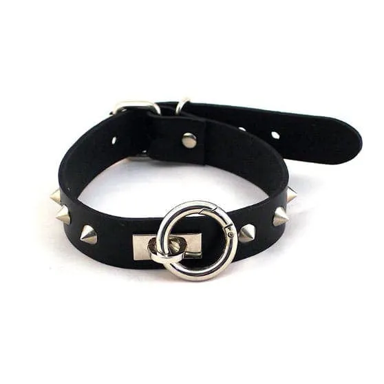 Anal Rouge Garments ORing Thin Studded Collar Black Rouge Garments