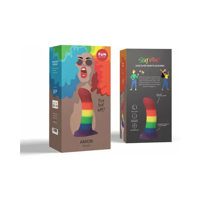 Fun Factory Female Sex Toys AMOR Curved Dildo Sex Toy Special Edition Rainbow by Fun Factory