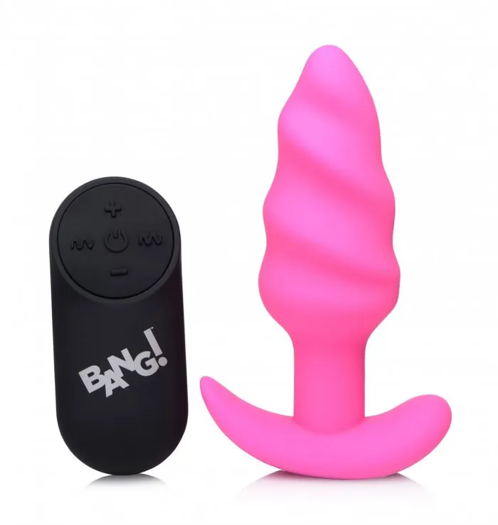 Male Sex Toys 21x Silicone Swirl Plug With Remote Pink XR Brands Bang Male Sex Toys 21x Silicone Swirl Plug With Remote Pink XR Brands Bang