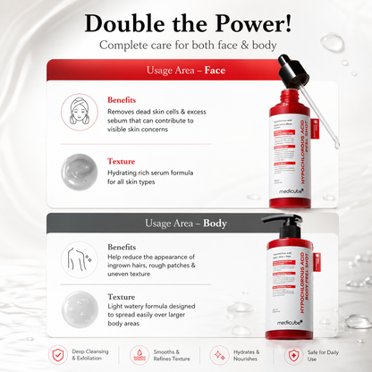 medicube™ Rice Peel Shot Duo | Face & Body Exfoliating Serum