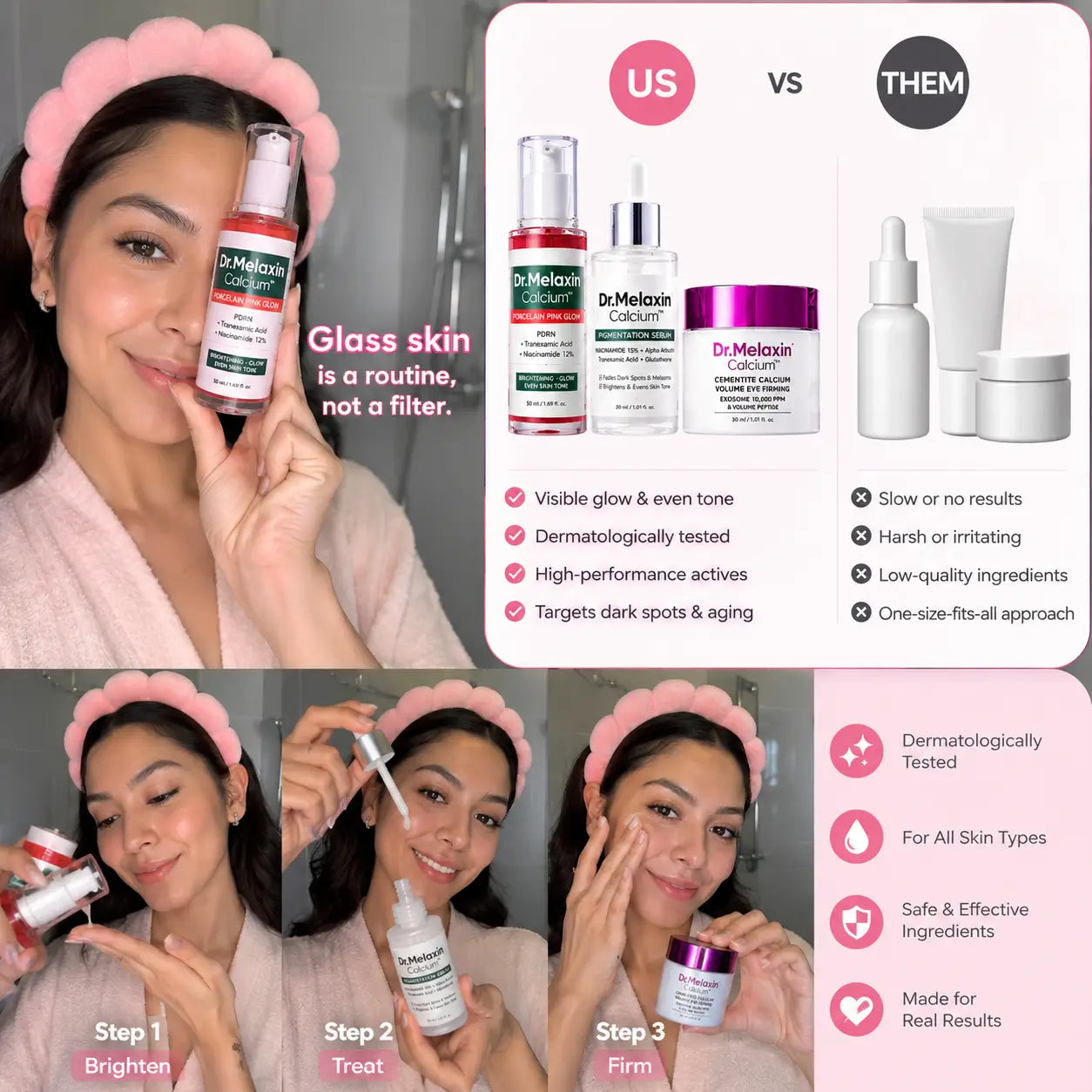 Dr.Melaxin 7-Step Glass Skin Radiance Set | Brighten, Smooth & Firm