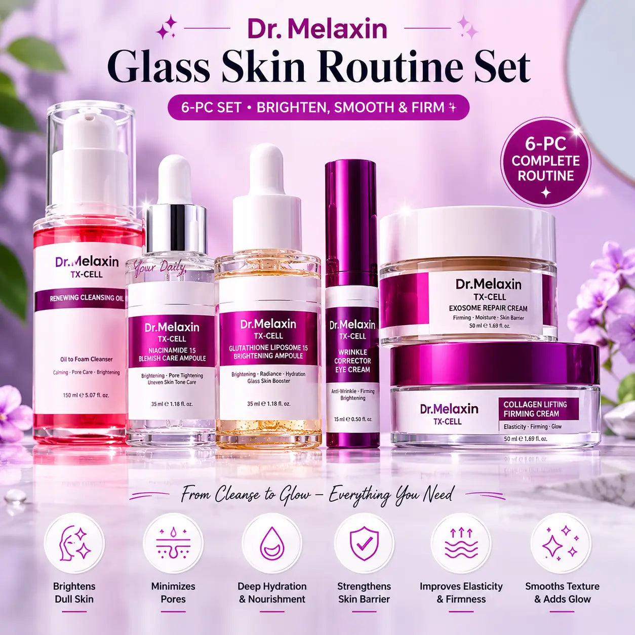 Dr.Melaxin 7-Step Glass Skin Radiance Set | Brighten, Smooth & Firm